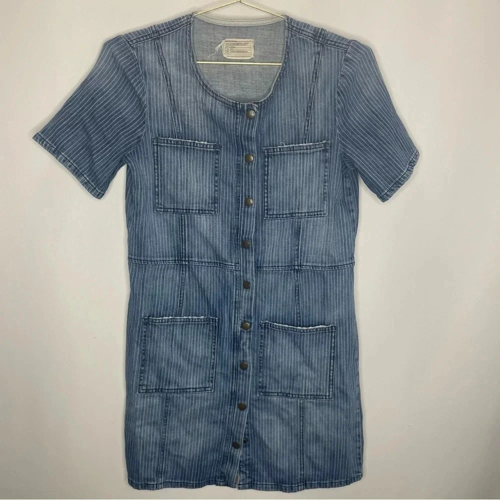 Current Elliot Hickory Stripe Railroad Carpenter Denim Y2K Dress